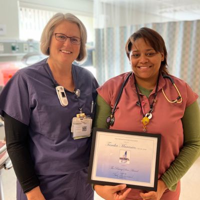 PreOp and PACU Nurse Manager Pam Switzer, MSN, RN, and Tamika Marciniec, BSN, RN, CPAN