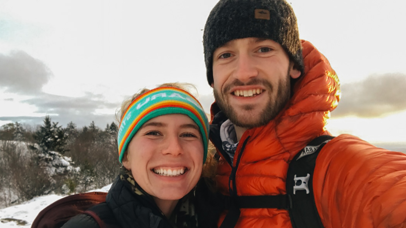 Mike and Kylee taking enjoying the snow after a shift at Cheshire Medical Center.