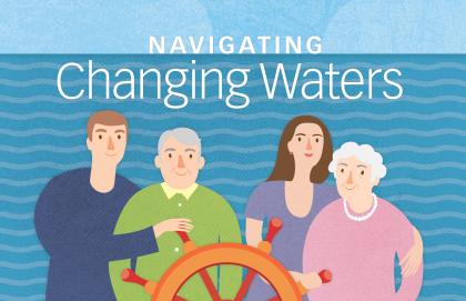 illustration of family navigating a ship