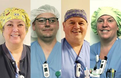 Cheshire Medical Center nurses Tami Renken, BSN, RN; Michael McLeroy, RN; Eric Hood, BSN, RN; and Catherine M. Smith, RN