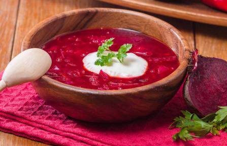 Heartbeet soup, also known as borscht