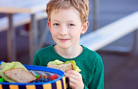 Kid holding a sandwich