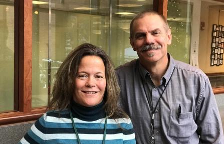 Medication Assistance Program Coordinator Hayley Compos, left, with Donald Mazanowski, MD, of Family Medicine Team B at Cheshire Medical Center