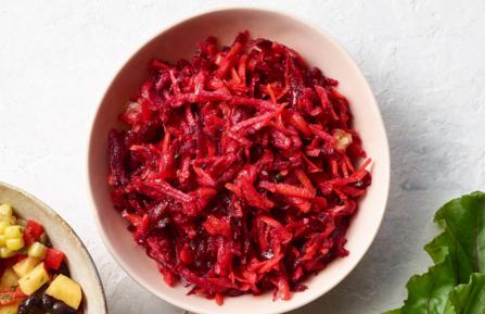 Bowl of Apple Beet and Carrot Slaw