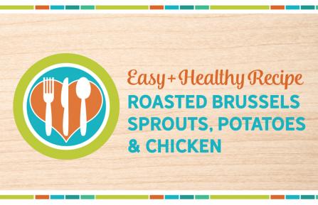 Roasted Brussels Sprouts, potatoes and chicken header image