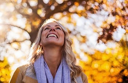 Woman looking up in hope