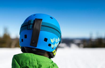 Winter sports while wearing helmet