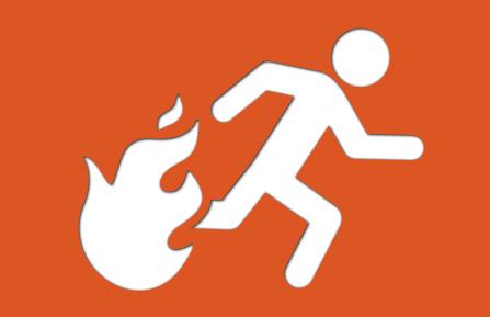 Fire Safety illustration - man running from fire