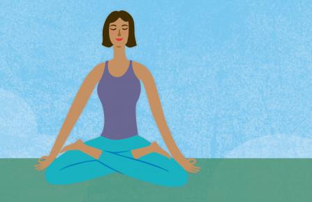 illustration of woman practicing yoga and self care
