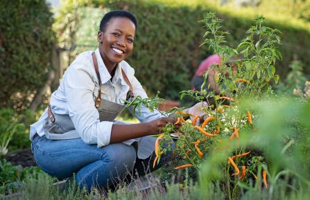 Woman working in garden