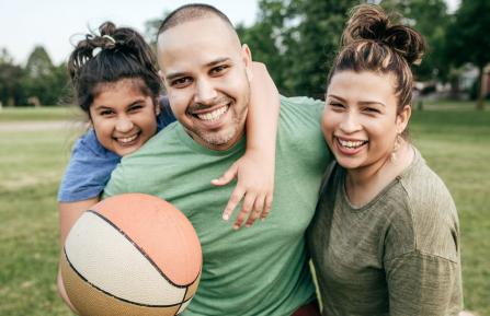 Family playing outdoors
