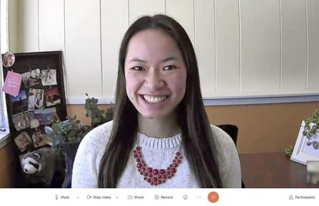 Olivia Stark hosting a Zoom meeting for the Diabetes Prevention Program