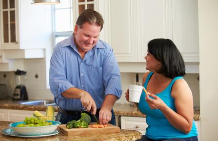 Couple preparing a healthy meal