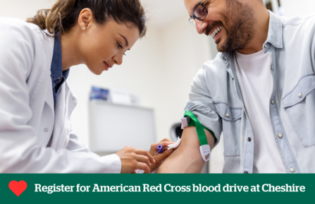 Reads: Register for American Red Cross blood drive at Cheshire