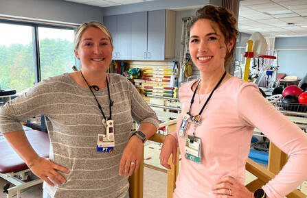From left, Kelli-Ann M. Abbott, DPT, PT, and Haley P. Bordner, OTR/L, ATP, pictured here in Cheshire’s inpatient rehabilitation unit, helped to secure funding that will benefit staff and patients.