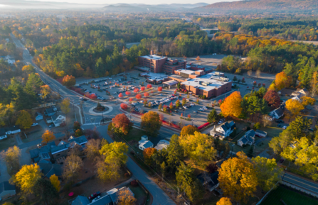 Cheshire Medical Center main campus from the air drone shot