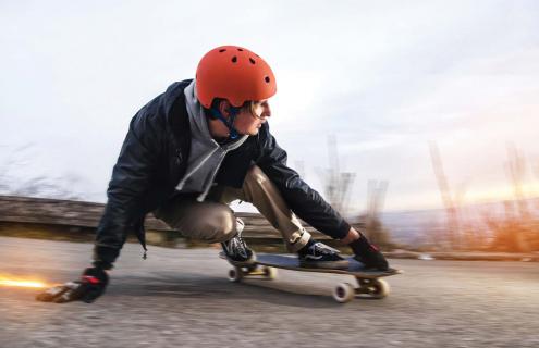 A man skateboarding