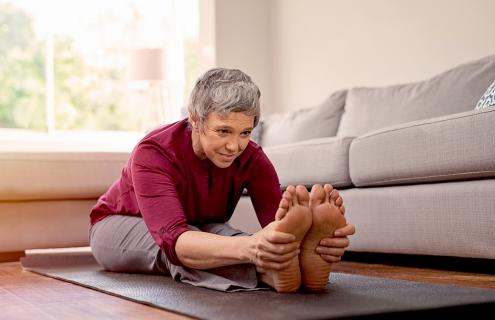 Senior woman stretching