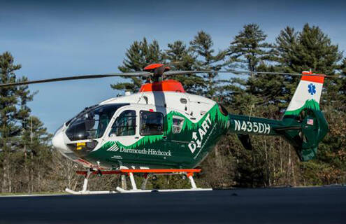 A Dartmouth Hitchcock Advanced Response Team (DHART) helicopter