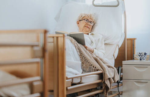 A patient in a hospital bed