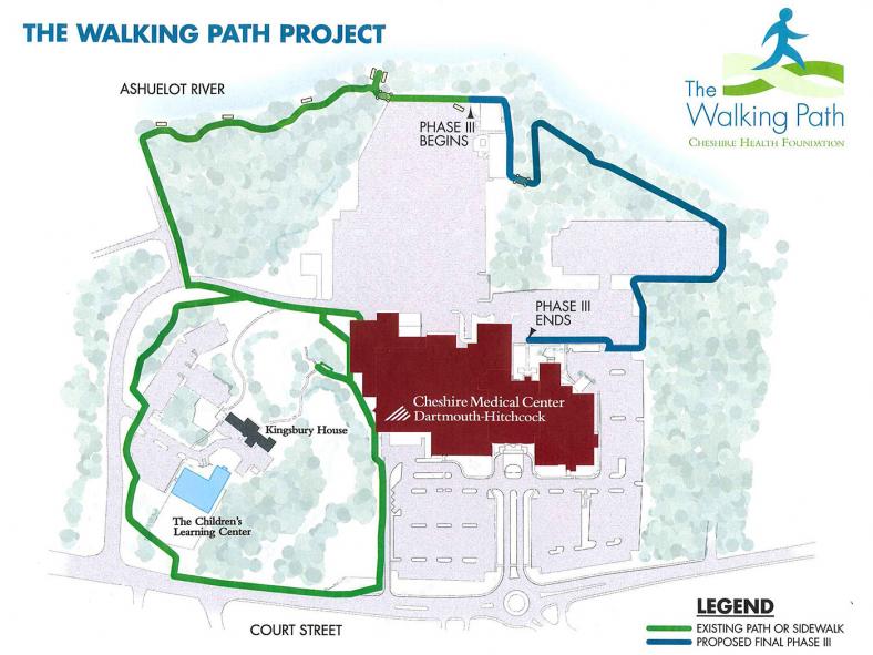 Map of Cheshire Medical Center Walking Paths